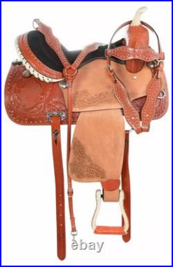 Premium Leather Western Barrel Racing Horse Tack Saddle Set in All Sizes