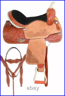 Premium Leather Western Barrel Racing Horse Tack Saddle Set in All Sizes