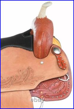 Premium Leather Western Barrel Racing Horse Tack Saddle Set in All Sizes