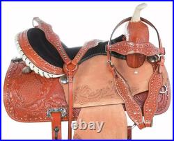Premium Leather Western Barrel Racing Horse Tack Saddle Set in All Sizes