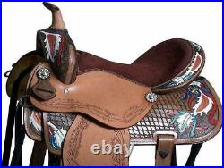 Premium Leather Western Barrel Racing Trail Horse Saddle Tack Size 10 to 18.5
