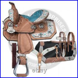 Premium Leather Western Barrel Racing Trail Horse Saddle Tack Size 14 to 18 Inch
