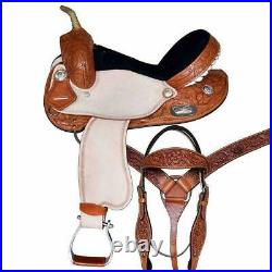 Premium Leather Western Barrel Racing Trail Horse Tack Saddle Size 10 to 19 F/S