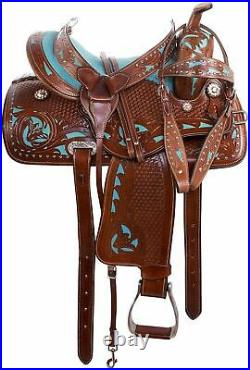 Y&Z Enterprises 10″ 11″ & 12″ Youth Child Western Premium Leather Treeless Pony Horse Saddle Tack 10 Inch Seat