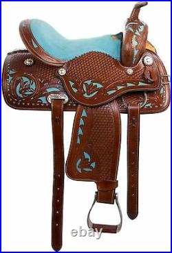 Premium Leather Western Pleasure Trail Barrel Racing Horse Saddle Free Shipping