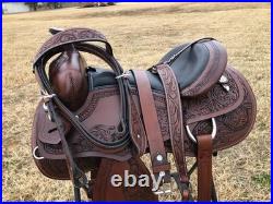 Premium Leather Western Saddle Floral Tooled with Tack Set