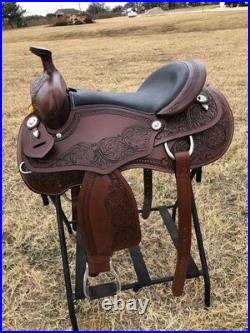 Premium Leather Western Saddle Floral Tooled with Tack Set