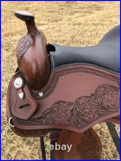Premium Leather Western Saddle Floral Tooled with Tack Set