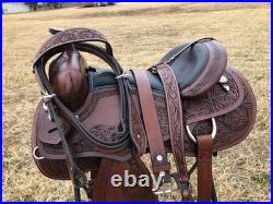 Premium Leather Western Saddle Floral Tooled with Tack Set