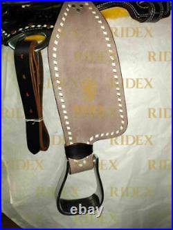 Premium Quality Western Leather Barrel Rough Out Saddle Matching Set F/Ship
