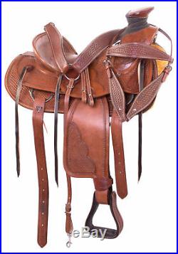 Premium Ranch Trail Wade Tree Roping Western Leather Horse Tack 16 17 in