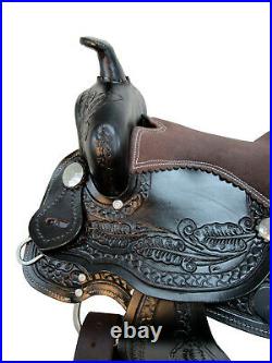 Premium Tooled Brown Leather Kids Youth Western Saddle 12 13 14 Trail Tack Set