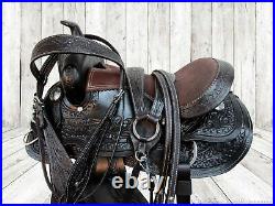 Premium Tooled Brown Leather Kids Youth Western Saddle 12 13 14 Trail Tack Set