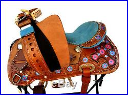 Premium Tooled Leather Western Kids Child Pony Youth Barrel Racing Saddle 12 13