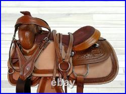 Premium Tooled Trail Western Saddle Horse Pleasure Leather Tack Set 18 17 16 15