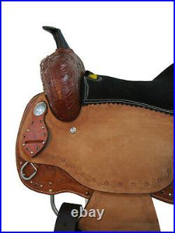 Premium Tooled Western Barrel Saddle Racing Horse Pleasure Tack Set 15 16 17 18