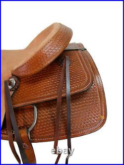 Premium Tooled Western Horse Roping Roper Ranch Leather Saddle 16 17 Tack Set