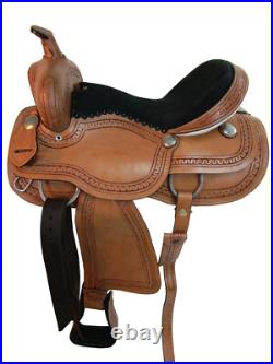 Premium Tooled Western Saddle Trail Horse Barrel Racing Leather Tack 18 17 15 16