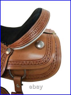 Premium Tooled Western Saddle Trail Horse Barrel Racing Leather Tack 18 17 15 16