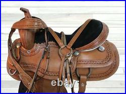 Premium Tooled Western Saddle Trail Horse Barrel Racing Leather Tack 18 17 15 16