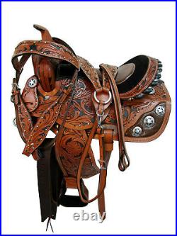 Premium Tooled Western Saddle Youth Kids Child Pleasure Barrel Trail 12 13 14