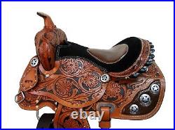 Premium Tooled Western Saddle Youth Kids Child Pleasure Barrel Trail 12 13 14