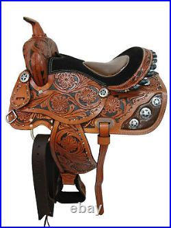 Premium Tooled Western Saddle Youth Kids Child Pleasure Barrel Trail 12 13 14