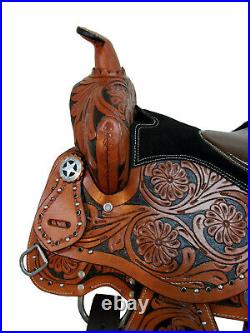 Premium Tooled Western Saddle Youth Kids Child Pleasure Barrel Trail 12 13 14