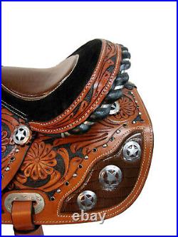 Premium Tooled Western Saddle Youth Kids Child Pleasure Barrel Trail 12 13 14