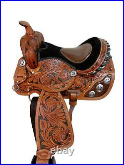 Premium Tooled Western Saddle Youth Kids Child Pleasure Barrel Trail 12 13 14