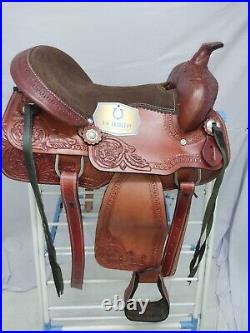 Premium Western Leather Barrel Racing Adult Horse Saddle Size 14 to 18