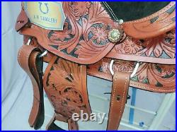 Premium Western Leather Barrel Racing Adult Horse Saddle Size 14 to 18