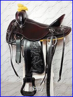Premium Western Leather Horse Barrel Racing Saddle Tack Size 14'' To 18'' F/ship