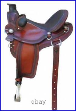 Premium Western Leather Roping Ranch Work Equestrian Horse Saddles 10-18 inches