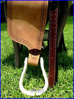 Premium quality Brown Leather Western Saddle with Headstall &Breastcollar set