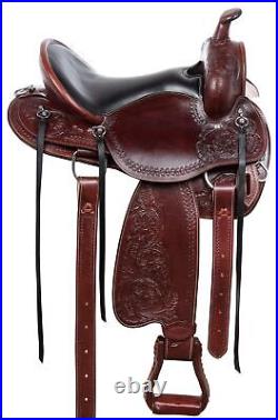 Pro Tooled Leather Trail Pleasure Horse Western Ranch Barrel Saddle Tack 15-18