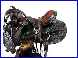 Pro Western 15 16 17 Barrel Racing Horse Saddle Tooled Leather Pleasure Tack Set