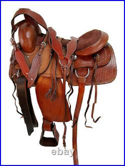 Pro Western 15 16 17 Roping Saddle Ranch Horse Roper Pleasure Leather Tack Set