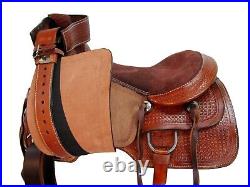 Pro Western 15 16 17 Roping Saddle Ranch Horse Roper Pleasure Leather Tack Set