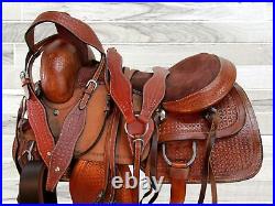 Pro Western 15 16 17 Roping Saddle Ranch Horse Roper Pleasure Leather Tack Set