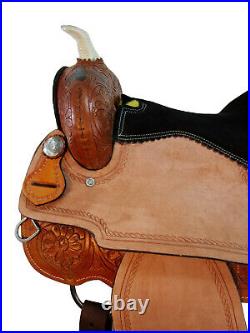 Pro Western 17 16 15 Barrel Racing Saddle Horse Pleasure Tooled Leather Tack Set
