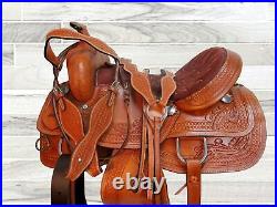 Pro Western Barrel Racing Horse Saddle 15 16 17 18 Floral Tooled Leather Trail