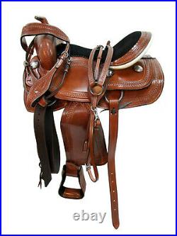 Pro Western Barrel Saddle 15 16 17 18 Pleasure Horse Trail Tooled Leather Tack