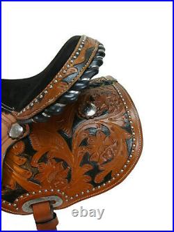 Pro Western Barrel Saddle 15 16 17 Racing Horse Pleasure Tooled Leather Tack Set