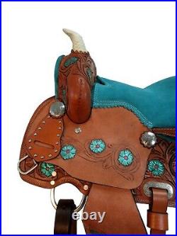 Pro Western Kids Saddle Youth Barrel Racing Trail Floral Tooled Tack 10 12 13