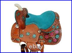 Pro Western Kids Saddle Youth Barrel Racing Trail Floral Tooled Tack 10 12 13