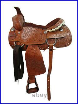 Pro Western Ranch Saddle Roping Horse Pleasure Tooled Leather Tack 18 17 16 15