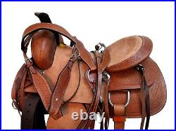 Pro Western Ranch Saddle Roping Horse Tooled Leather Pleasure Tack 15 16 17 18