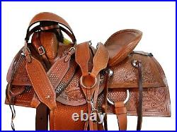 Pro Western Roping Ranch Horse Saddle 15 16 17 18 Floral Tooled Leather Tack Set