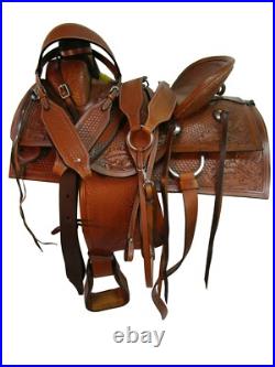 Pro Western Roping Ranch Horse Saddle 15 16 17 18 Floral Tooled Leather Tack Set